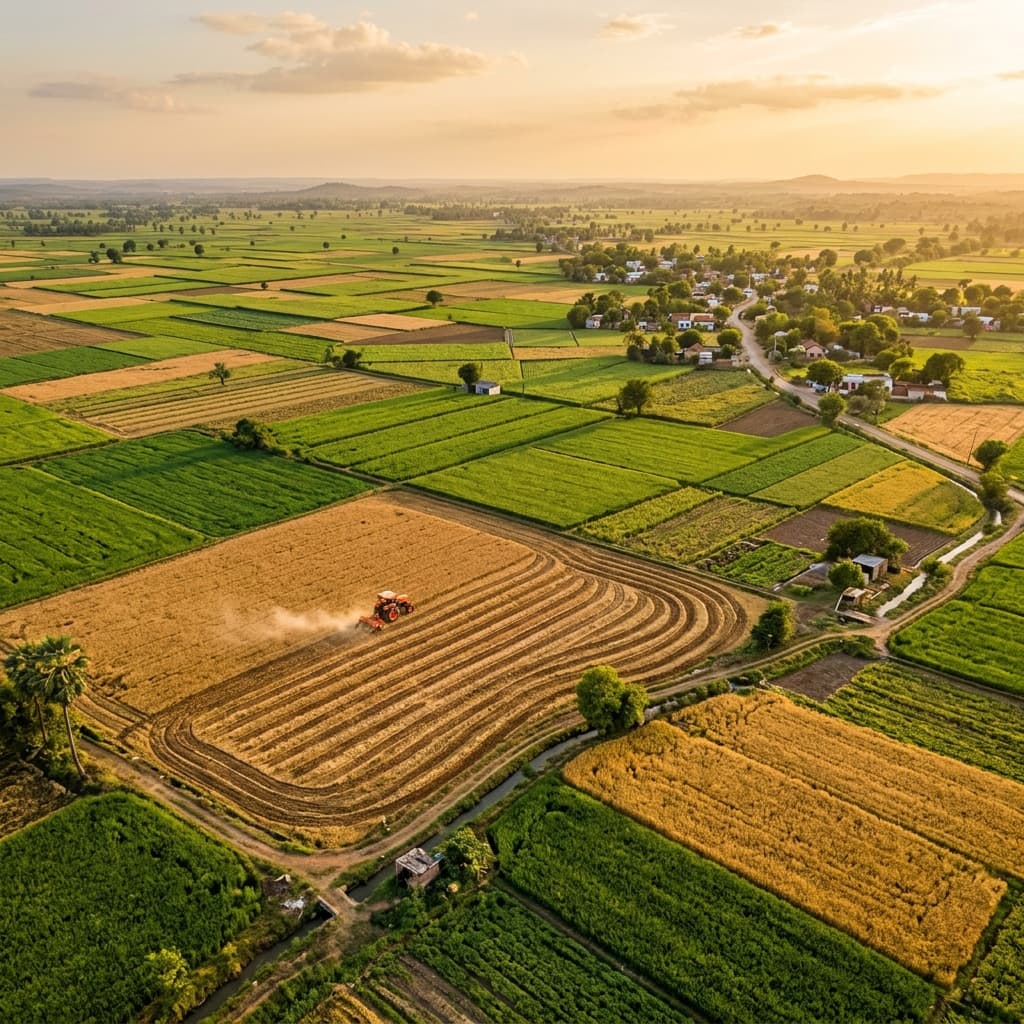 Aerial view of farmland